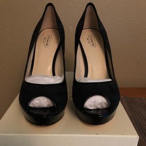 Coach size 10 black breana peep toe heels